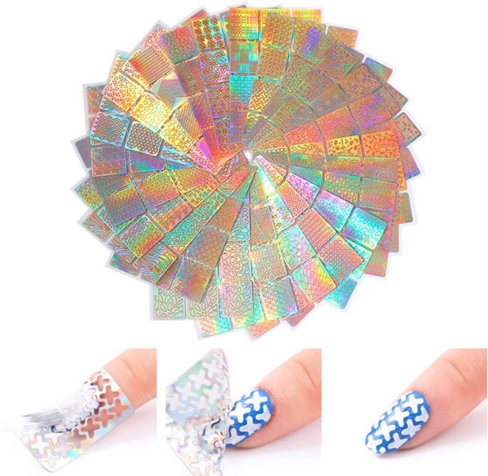 Amazon ネイルアートステッカー ネイルステッカー 2個のネイルアートステンシル ネイルビニールステッカーセット 24シート 96の異なるデザイン接着デカール グッドネイルアートツールキット Yuantong シール ステッカー 通販
