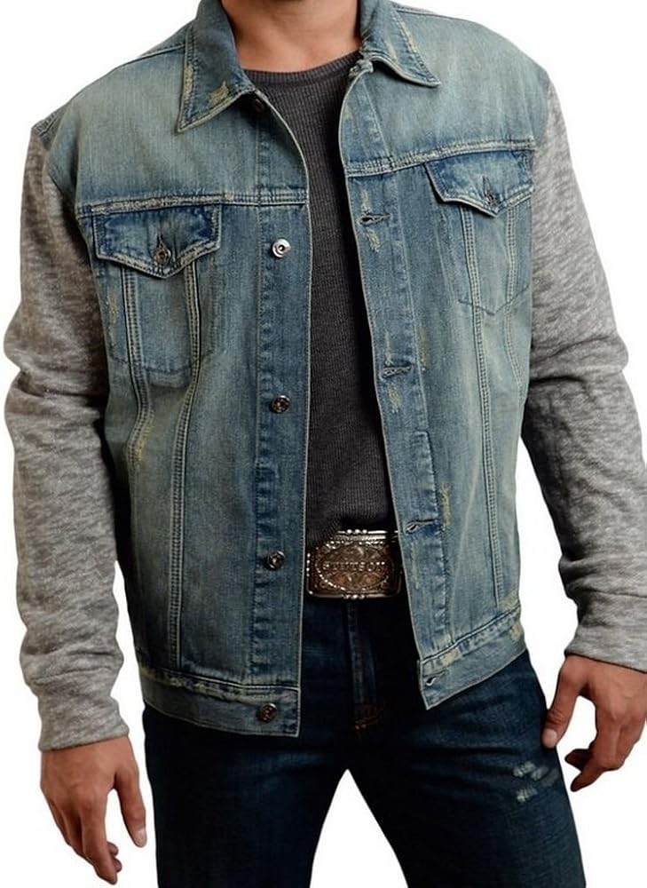 Stretch Denim Jacket With Knit Sleeves Stetson Men146s Collection Original Rugged M 11 097 0670 0544bu At Amazon Men S Clothing Store