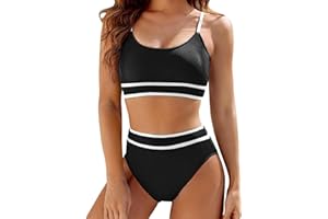 Sdwingk Bikini Set for Women High Waisted Boyshorts Two Piece Swimsuit Sexy Bathing Suits Summer Swimwear Beach Swim Outfit