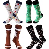 Vicenpal 4 Pairs Novelty Football Soccer Socks Casual Christmas Socks Gift for Men Women Teens Sports Series(Football Style)