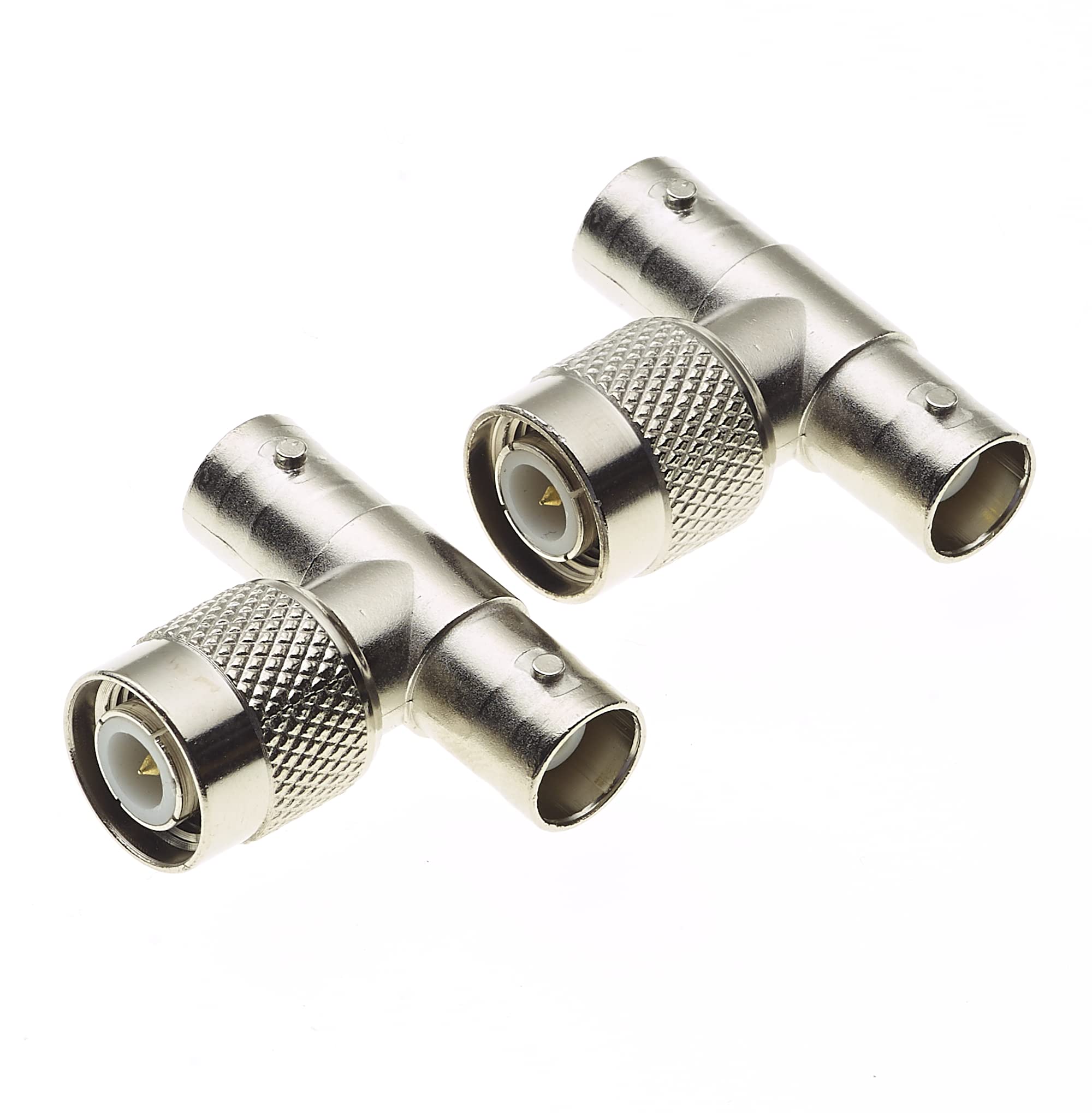Keple T-Shape Adaptor, TNC Male to 2x BNC Jack Adaptor - Coaxial Cable Splitters for Coaxial Cables, CCTV, Antenna Clarity Cables, CCTV T-Shaped 1 Port to 2 Ports, Cable Extension - Pack of 2