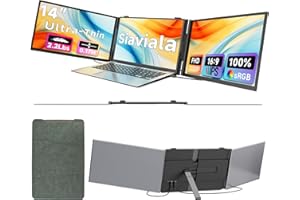 2025 Laptop Screen Extender 0.17" Ultra-Thin, 14" 1080P FHD IPS Portable Monitor, Triple Screen Laptop Monitor Extender for 1