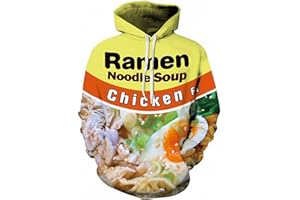 Keasmto 3D Ramen Chicken Noodle Soup Hoodie Beef Sweatshirt For Men Women Cotton Cute