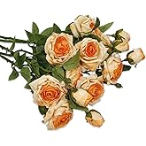 HengeHom 5PCS Rose Artificial Flowers, Mixed Orange Artificial Rose, Silk Rose Flowers Fake Rose Artificial Flowers Rose Bouq