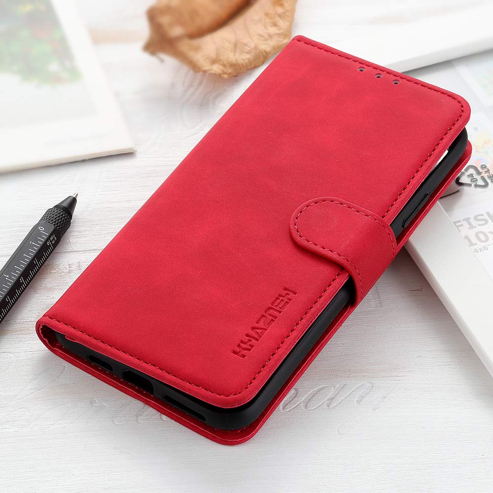 BellaCase Case for Oppo A72 Practical Card Slots and Bracket Function Oppo A72 Cover(Red)