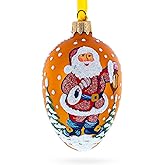 Santa with Lantern Glass Christmas Ornament 4 Inches