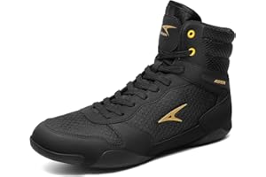 ASHION Men's Wrestling Shoes Boxing Shoes Lightweight High Top Fitness Sneakers Weightlifting Powerlifting Shoes Zero Drop Sole