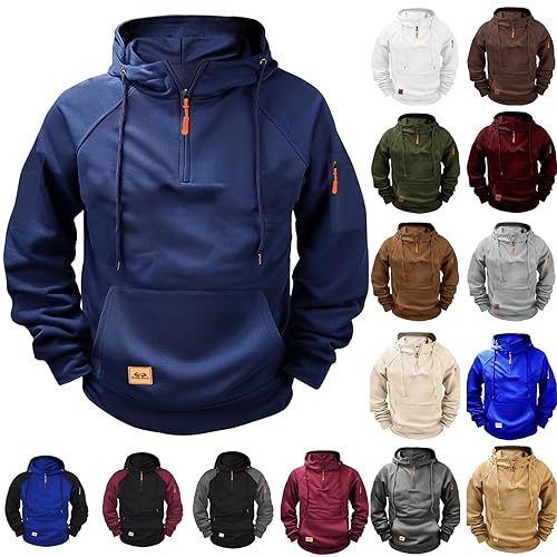 jacket women,blanket hoodie,Hoodies for Men 1/4 Zip Sweatshirt Fleece Pullover Hoodie Long Sleeve Tops Thermal Sweatshirts Quarter Zip Jumper Hoody Sportswear,Navy,L