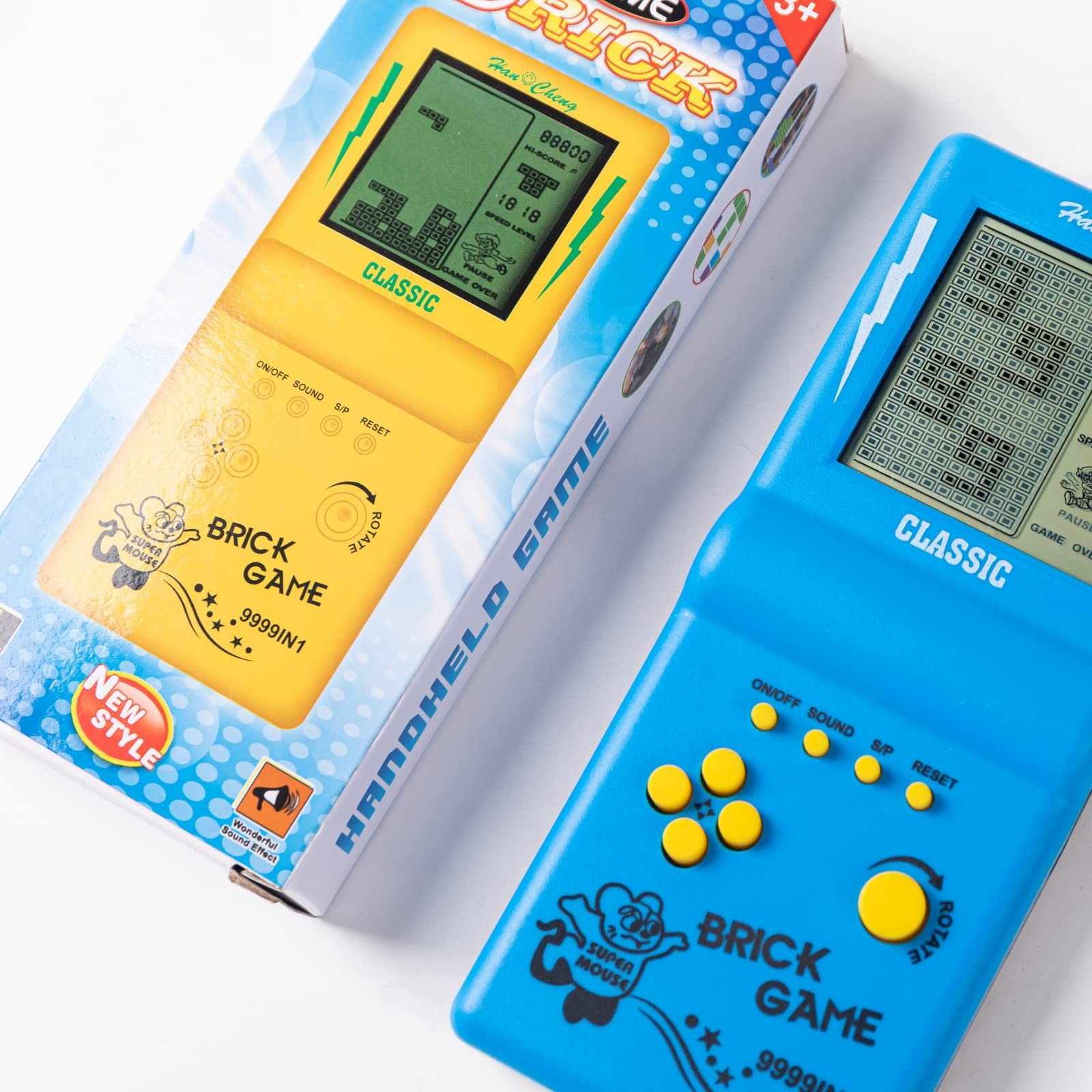 Brick Game Console, Retro Handheld Game Console,Tank/Racing/Building Block Game,3.5-inch Large Screen,Built-in 23 Games(Blue)