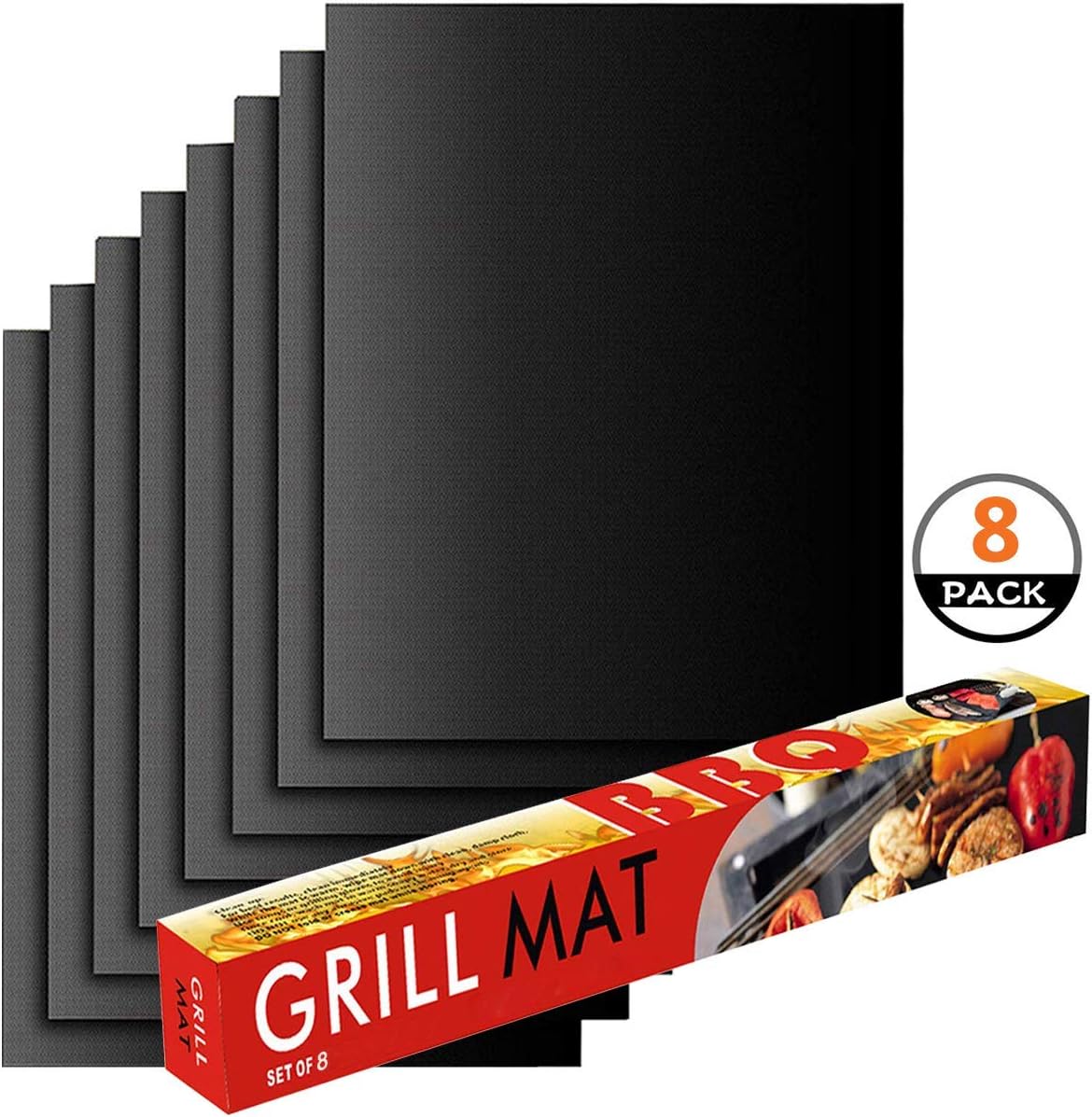 Ankier BBQ Grill Mat, Set of 8 Non Stick BBQ Baking Mats Reusable for Charcoal Gas or Electric Grill, Easy to Clean