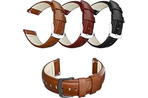 RBIPO Leather Watch Band Quick Release Watch Strap for Men and Women Replacement Wist Band Compatible with Timex/Fossil/Samsung/Seiko/Citizen-20mm 21mm 22mm 23mm 24mm