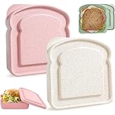 Sandwich Containers, Sandwich Containers for Lunch Box, Reusable Toast-Shaped Lunchbox, BPA-Free Plastic Food Storage with Lid, Microwave & Dishwasher Safe, for Adults & Families (Beige, Pink)