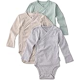 Butterblu unisex-baby Sterling 3-pack Kimono Bodysuits 100% Organic Cotton Side Snap for Baby Boys & Girls