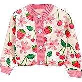 GORGLITTER Girl's Cardigan Sweater Cute Graphic Long Sleeve Button Up Ribbed Knit Open Front Sweater Fall Trendy 2025