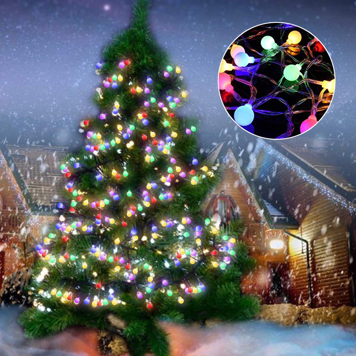 GreenClick LED Globe String Lights,40 LEDs 14.8ft Battery Powered Fairy String Lights,8 Modes Waterproof Ball Lights Indoor/Outdoor,Multicolor Starry Decorative Lights for Patio Garden Xmas Wedding