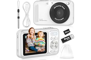 Digital Camera for Kids, WITYEAH 48MP FHD Point and Shoot Digital Cameras with 16X Zoom Anti-Shake, Compact Portable Cameras for Photography, for Boys Girls Teens Beginners, White
