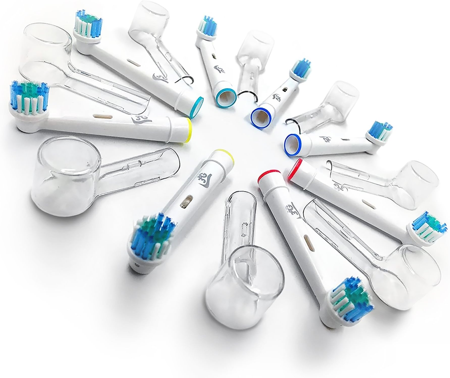 8 Precision Clean generic compatible replacement brush heads 3AG + 8 hygienic protection covers for Braun Oral B electric toothbrush Sensitive, Professional Care, Vitality, etc.