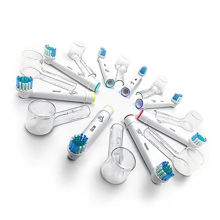 8 Ersatzbürstenköpfe für Oral B, kompatibel mit Precision Clean Generiche 3AG + 8 hygienische Schutzkappen für die elektrisch
