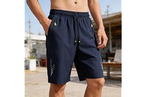 Men's Quick Dry Athletic Shorts with Zipper Pockets, Lightweight for Running, Workouts, Casual & Outdoor Activities