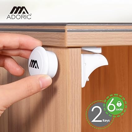 Kindersicherung Schrank, Adoric Kinder Schranksicherung [6 Schloss + 2 magnetische Schlüssel] Magnetschloss Schrankschloss Si