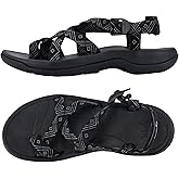 Viakix Womens Walking Sandals: Cute Stylish Comfy Athletic Sport Outdoor Hiking Sandal for Trekking Water Outdoor Beach With Arch Support for Womens Ladies