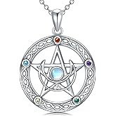 YYmqmq Witch Necklace for Women Men Sterling Silver 925 Pentacle Pendant Gothic Punk Jewelry