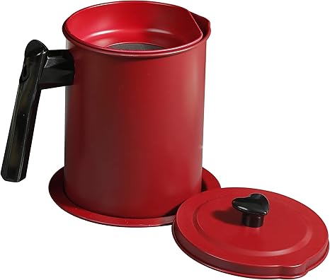 Amazon ステンレス鋼オイルポット ステンレス鋼フィルターネットオイルボトル あぶらこしポット 油ポット1 7l 赤 オイルポット オンライン通販