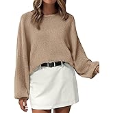 KIRUNDO Oversized Sweaters for Women Cozy Fall Fashion Boat Neck Batwing Sleeve Knit Pullover Sweater Tops Winter Clothes