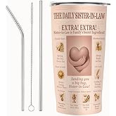 Sister-in-Law Gifts 20 oz Tumbler – Pink Retro Vintage Headline Travel Cup with Lid, Sentimental Bonus Sister Present for Birthday, Christmas, Mother’s Day, Wedding