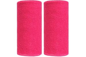 BBOLIVE 6' Inch Wrist Sweatband in 26 Different Neon Colors - Athletic Cotton Terry Cloth - Great for All Outdoor Activity(1 Pair)
