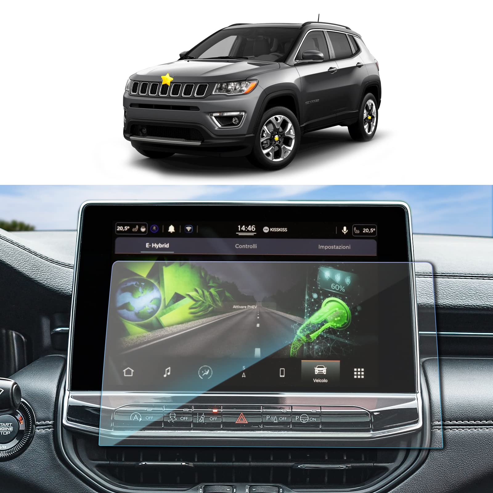 SKTU Screen Protector for Jeep Compass 2021-2023 2024 Navigation Screen Protector Tempered Glass Scratch-Resistant Anti-Fingerprint (10.1 Inches)