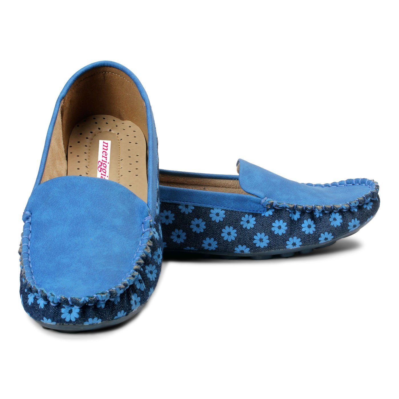 meriggiare women blue synthetic loafers