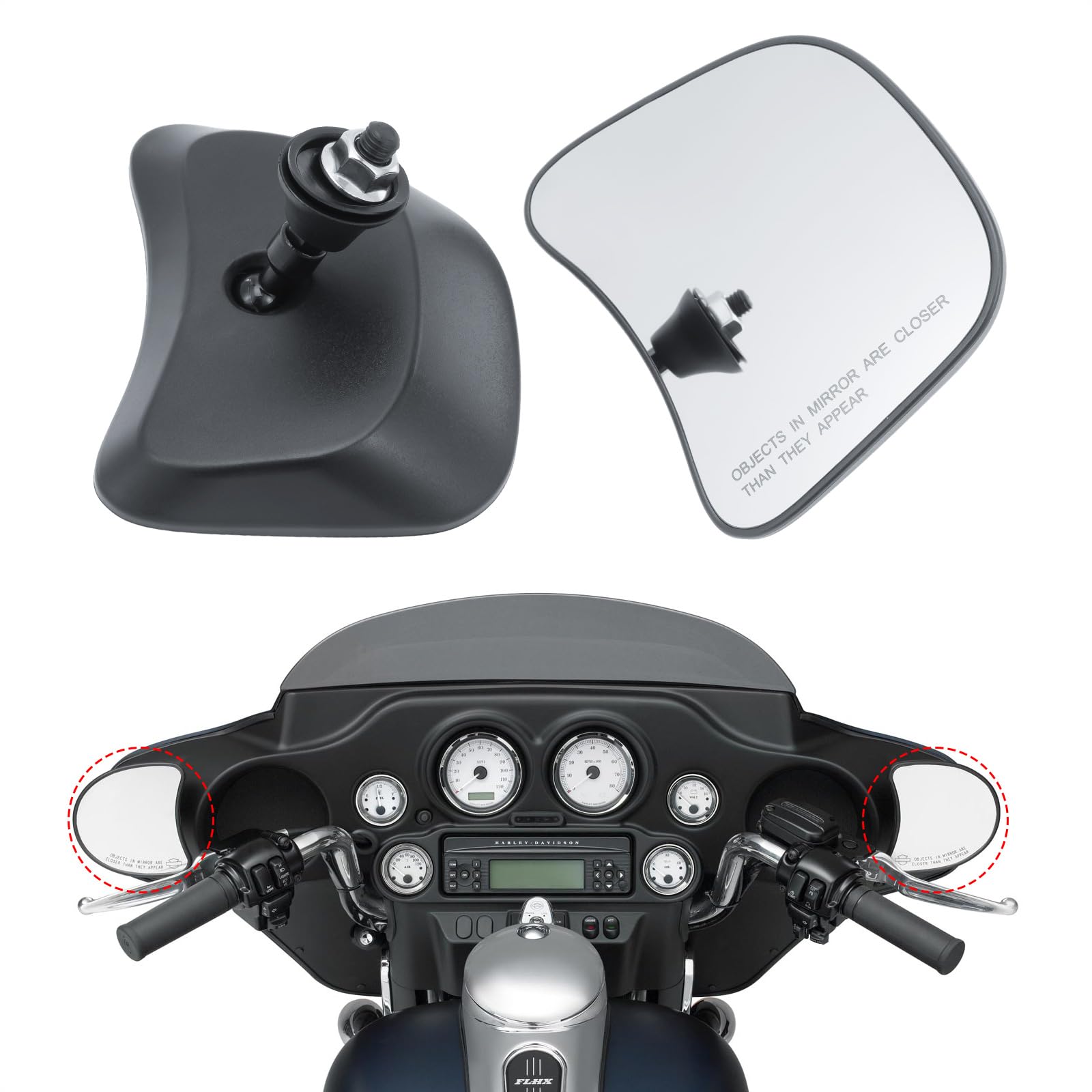 Photo 1 of Kiawnia Motorcycle Rear View Mirrors, Batwing Fairing Mount Side Mirrors Fit for Harley Touring CVO Street Glide 2023-2024
