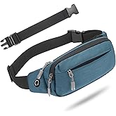 USHAKE Fanny Pack Waist Packs with Extender for Men Women, Waist Pouch Bag Hip Pack with 3-Zipper Pockets Adjustable Straps for Casual Travel Hiking Running Outdoor Sports