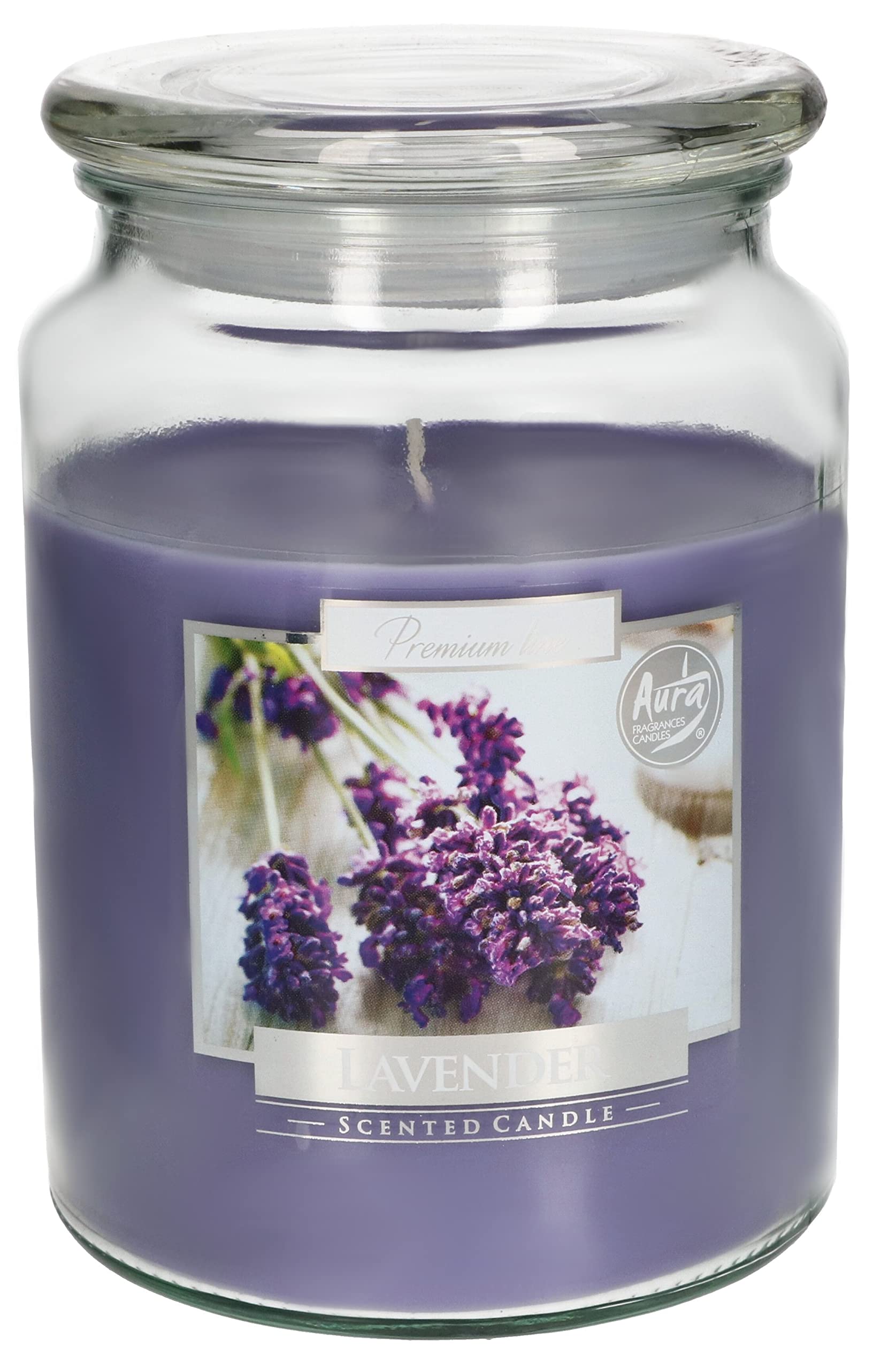 KOTARBAU® Large Scented Glass Candle with Lavender Lid Aromatherapy Gift Idea Decorative Candles Burn Time Up to 100 Hours