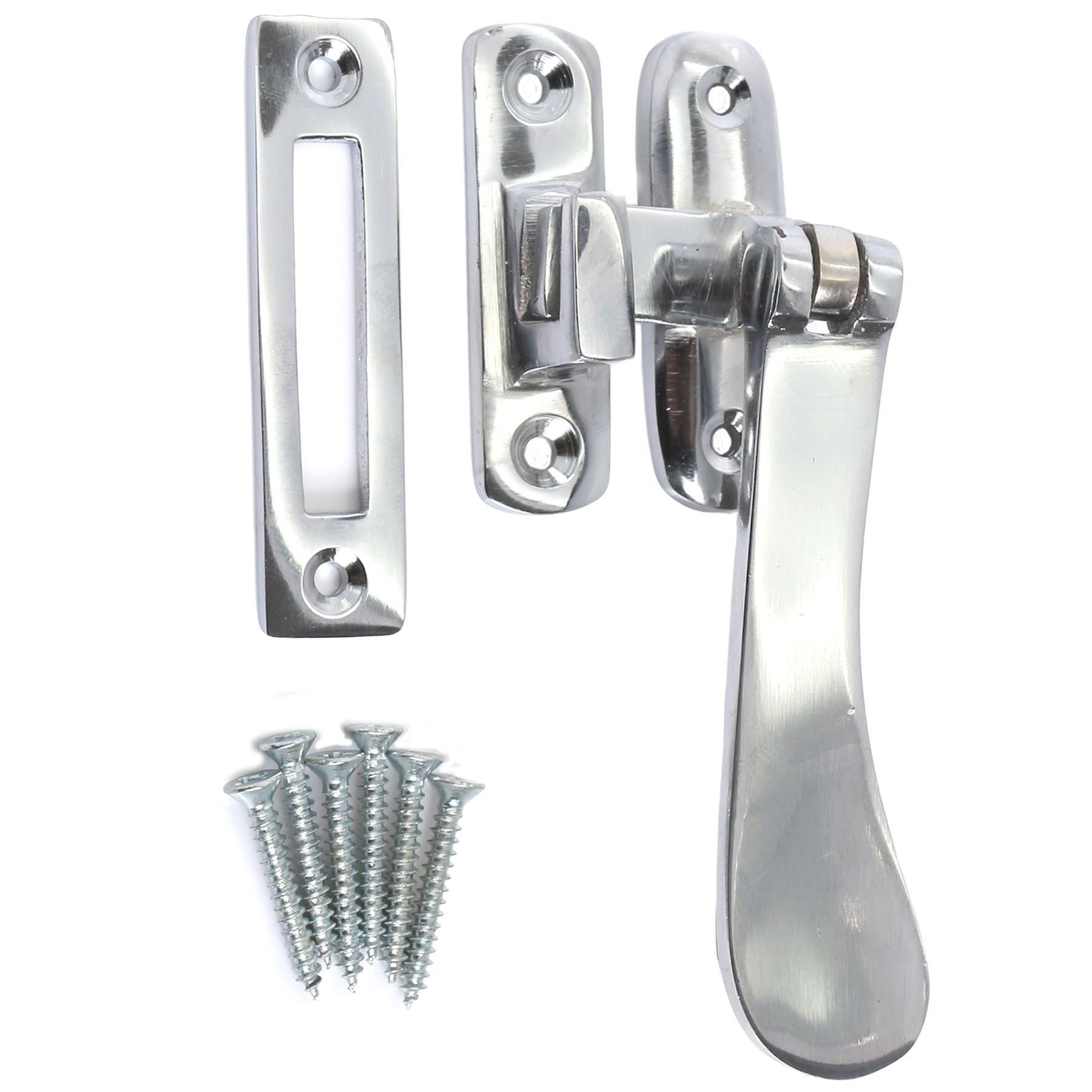 Polished Chrome Window Hook Mortice Fastener - Victorian Swivel Casement Handle