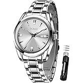 Taxau Mens Watches Dress Waterproof Analog Watches Stainless Steel Luxury Minimalist Men's Wrist Watch with Date Big Face Luminous Pointers & Scales relojes para Hombres