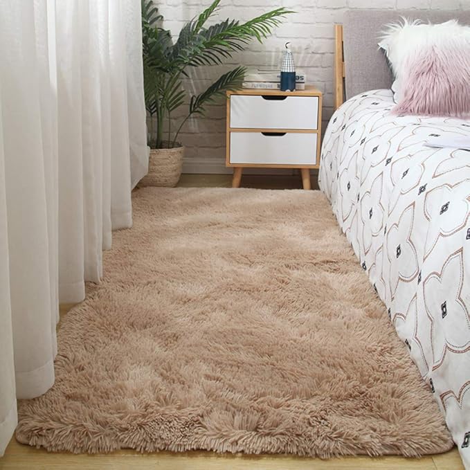 High Pile Bedside Area Rug,Cozy Furry Decor Indoor Carpet Rug,Plush