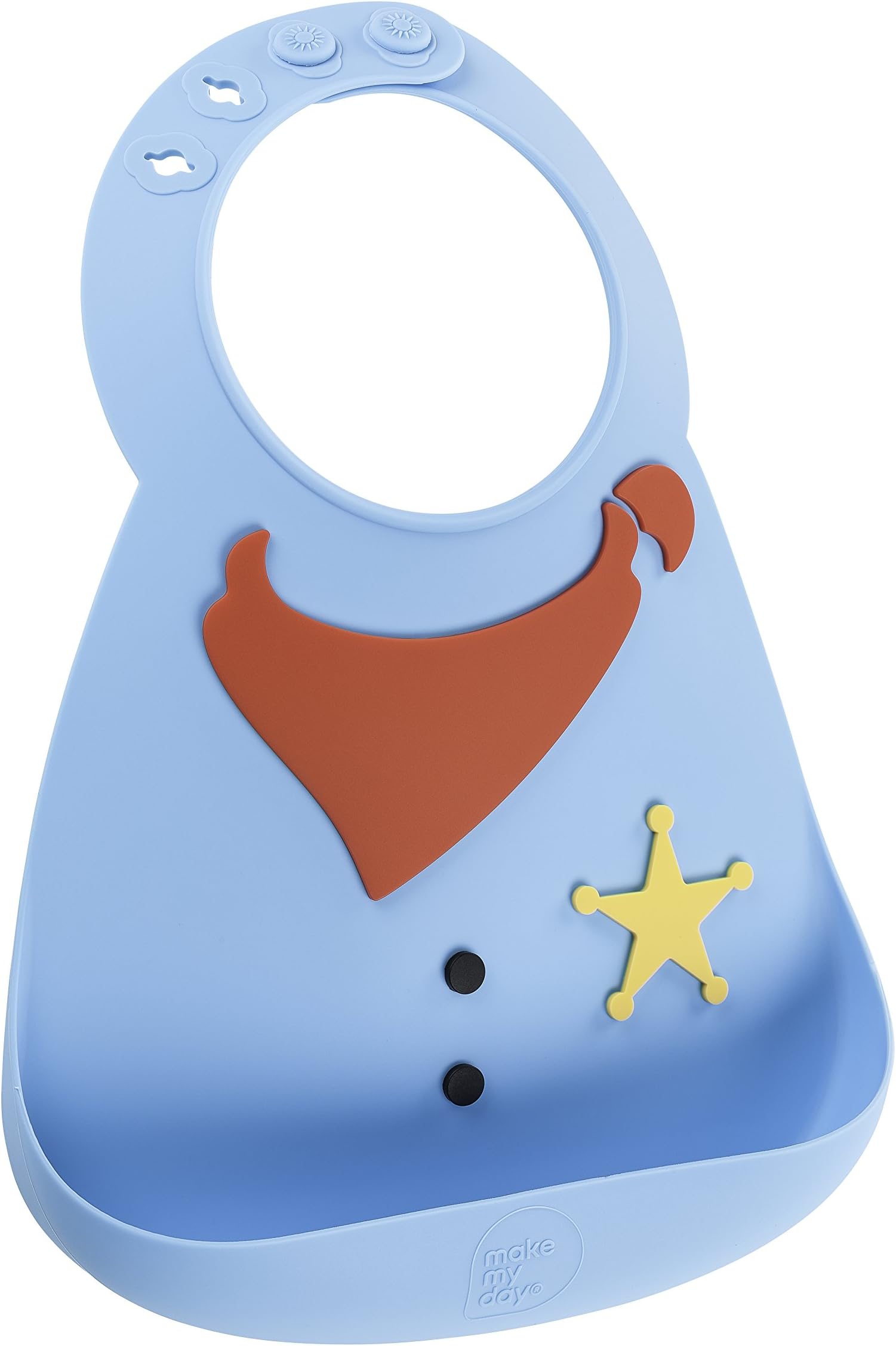 Make My Day Soft Silicone Baby Bib Blue Sheriff
