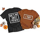 She's My Sweet Potato I Yam T-Shirt Couples Holiday Matching Shirts for Husband and Wife Casual Short Sleeve Tops