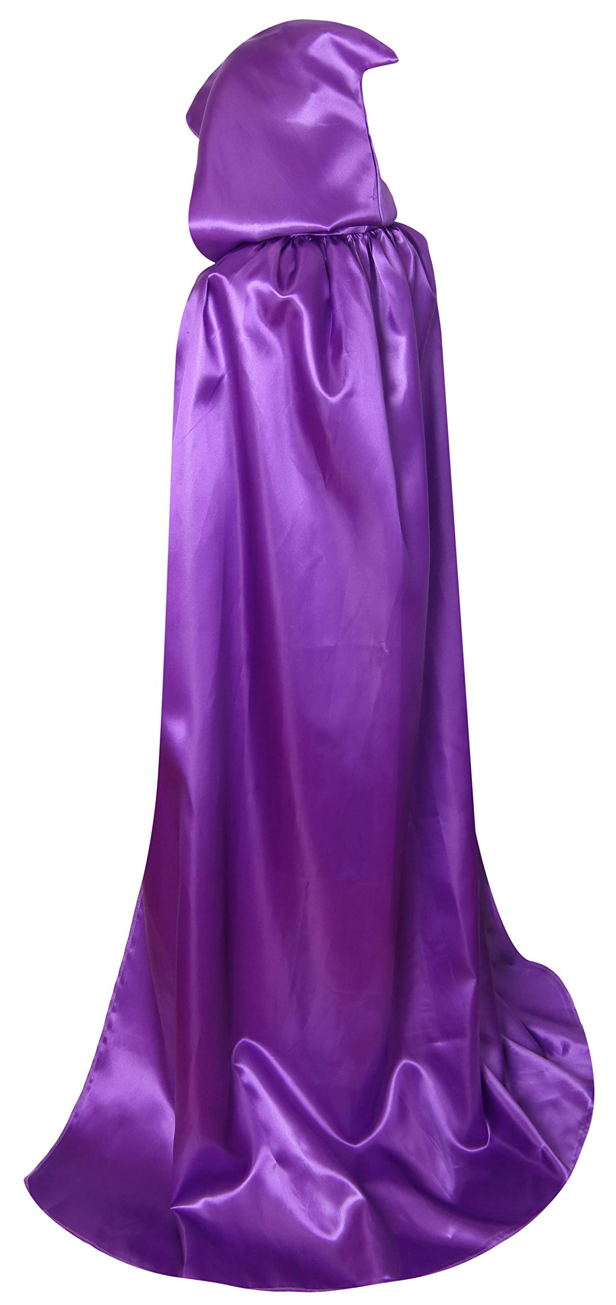 Txian Adult Long Cape with Hood - Unisex Design, 150cm, Satin (Purple)