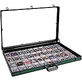 Large Green Cards Trade Show Display Case, Portable Aluminum Trading and Graded Card Display Frame with Locks, Table Top Aluminum Holder with Clear Acrylic Showcase for Jewelry Craft Collector Shows