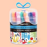 Amazon Basics Washable Markers for Kids, Round Tip Assorted Colors, Non-Toxic Drawing and Coloring School Supplies, Arts &amp; Crafts, Pack of 24