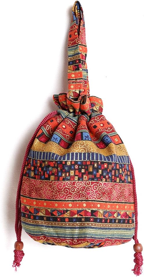 Stylish Hobo Crossbody Shoulder Cotton Fabrics Bag Women Multicolored Travel Mini Bucket Bag