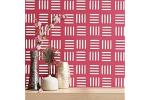 PKQON Mudcloth Stripe Boho Stencils for Painting On Wall Large Modern Minimalist Pattern Paint Templates for Wood Brick Floor Tile Furniture Canvas Paper Crafts (Stripe)