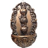 KOMI Holy Water Font for Home Resin Sacred Heart Holy Water Holder for Wall Hanging Catholic Decor Holy Water Fonts for Wall, Altar, Home Housewarming Catholic Gifts Copper-tone