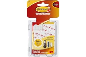 Command Refill Strips, White, 8 Small, 4 Medium, 4 Large/Pack, 6 Pack