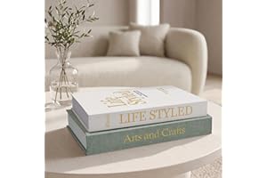 Decorative Faux Books for Home Decor: 2 Faux Books with Hidden Storage for Coffee Table Entryway Bookshelf Office, Gold-Embos