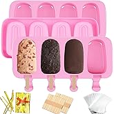 3pcs Large Silicone Popsicle Molds Set,BZIDII 4 Cavities Cake Pop Molds,Oval Ice Cream Bar Mold Ice Pop Cakesicle Molds Silic