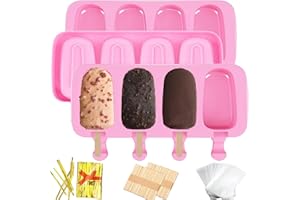3pcs Large Silicone Popsicle Molds Set,BZIDII 4 Cavities Cake Pop Molds,Oval Ice Cream Bar Mold Ice Pop Cakesicle Molds Silic